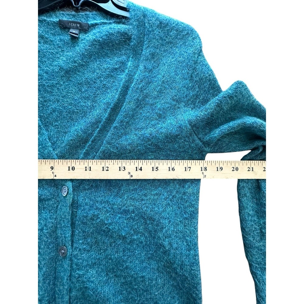 J CREW KID MOHAIR CARDIGAN‎ SWEATER SHEER KNIT GREEN Size Small #KL14-8 - Picture 8 of 9